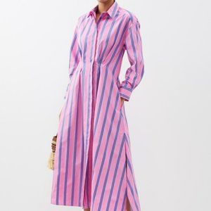 NWT Evi Grintela Patty Cotton Poplin Shirt Dress in Pink / Blue Sz S